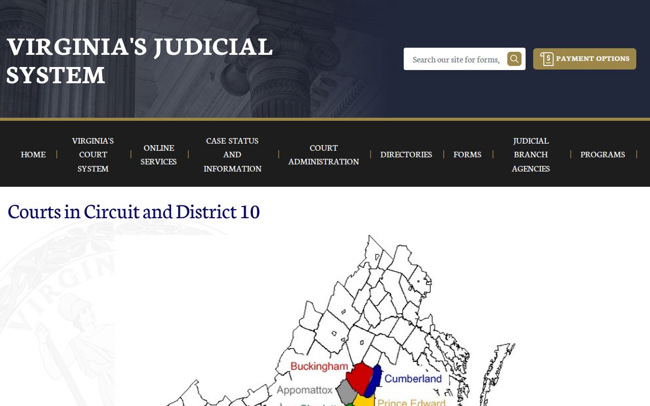 Virginia 10th Judicial Circuit map relevant to Charlotte County court routing