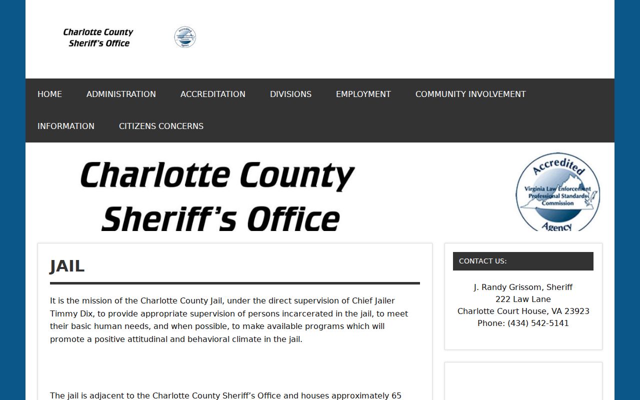 Charlotte County jail visitation and device rules, separate from warrant status