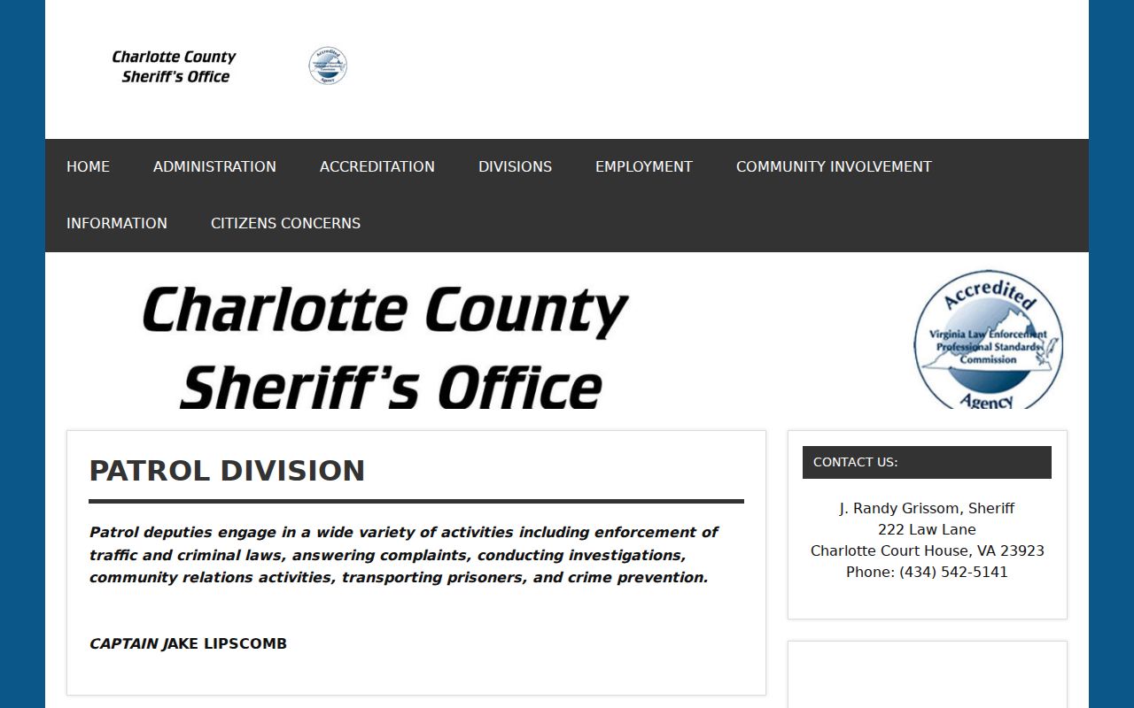 Charlotte County warrant service context from the Sheriff patrol page