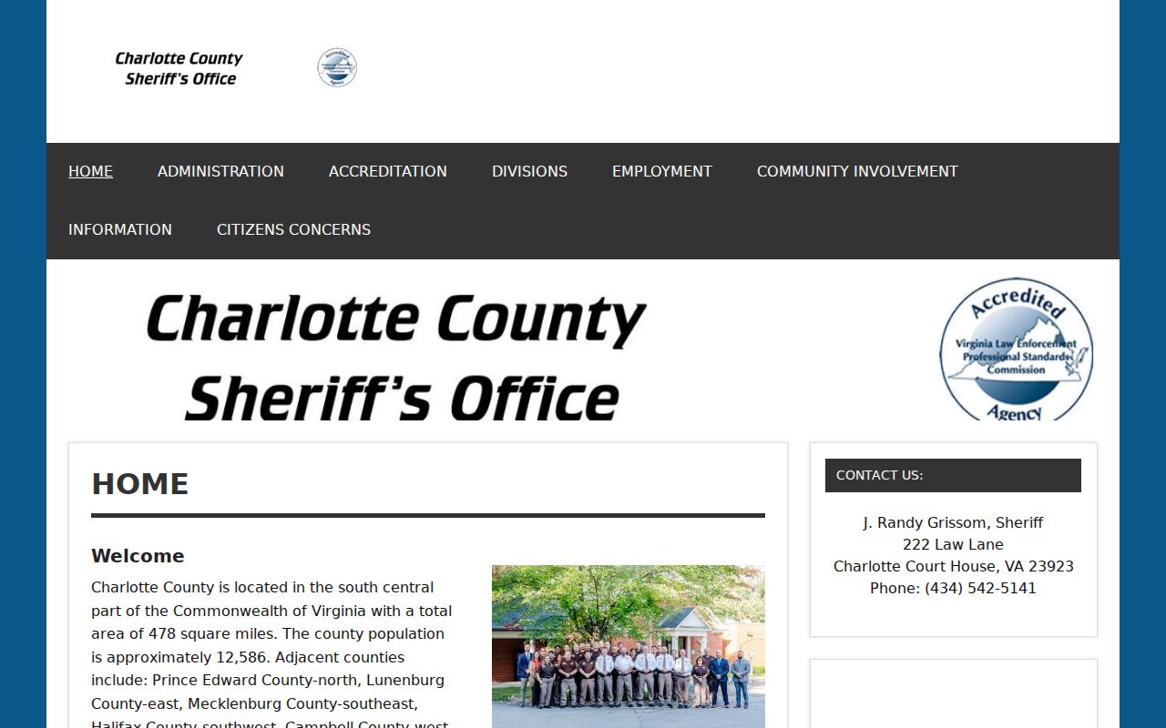 Charlotte County Sheriff homepage and agency navigation