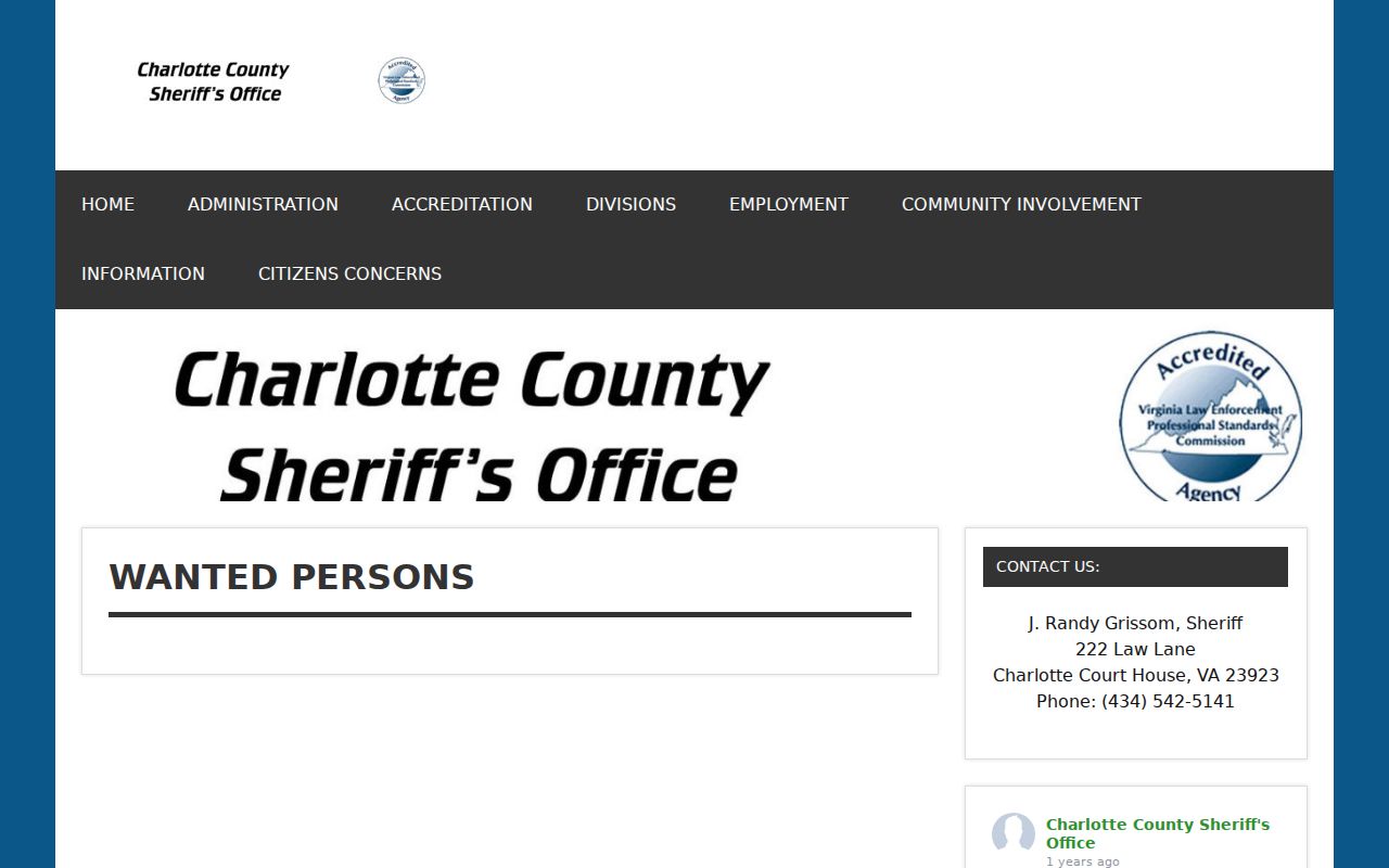 Charlotte County active warrant information page interface